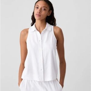 GAP Linen blend White Sleeveless Button